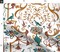 White Floral Birds Ribbons Vase Italian Naples Baroque Palace Villa Mediterranean Botanical Fresco Rococo Large Scale Custom Printed Fabric by Spoonflower Various Fabrics by the Yard or Fat Quarter